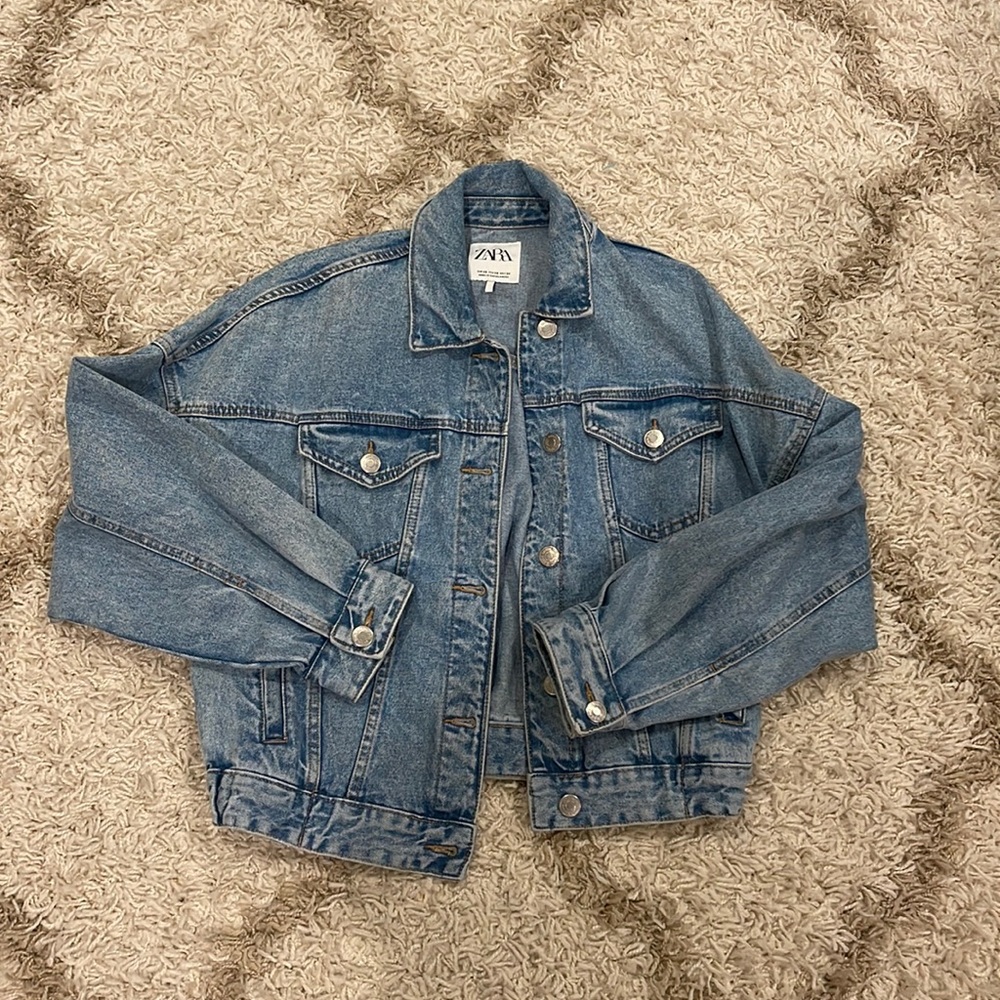 Zara oversized denim jacket - ruched and cropped